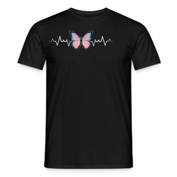 Battement de cœur transgenre avec symbole papillon - T-shirt homme - noir - Devant - AI Model Male 178 light (178cm)