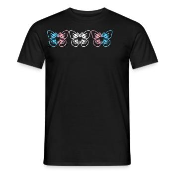Trois papillons dans le style des couleurs transgenres - T-shirt homme - noir - Devant - AI Model Male 178 light (178cm)