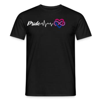 Pride Heartbeat Infinity en couleurs bisexuelles - T-shirt homme - noir - Devant - AI Model Male 178 light (178cm)