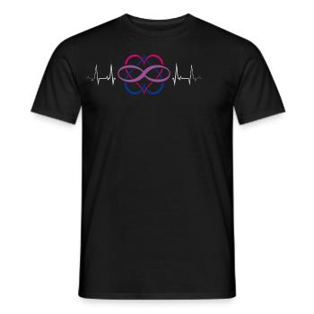 Herzschlag Infinity Polyamorie Symbol in Bi Farben - Männer T-Shirt - Schwarz - Vorne - AI Model Male 178 light (178cm)