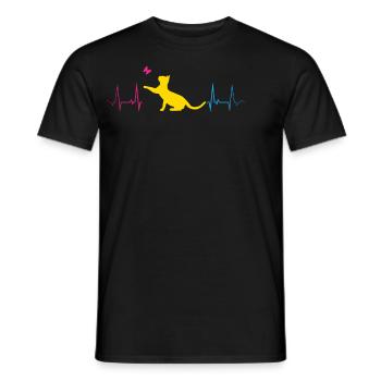 Chat pansexuel avec fierté papillon - T-shirt homme - noir - Devant - AI Model Male 178 light (178cm)