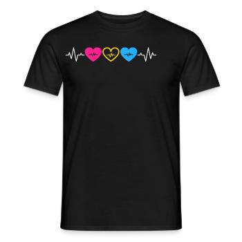 Pansexuelle Pride Herzen mit Herzschlaglinien - Männer T-Shirt - Schwarz - Vorne - AI Model Male 178 light (178cm)