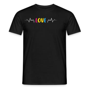 Pansexual Love with Heart Rate in Pride Colors - Men's T-Shirt - black - Front - AI Model Male 178 light (178cm)