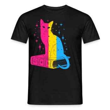 Livre Chat Céleste Fierté Pansexuelle LGBTQ+ - T-shirt homme - noir - Devant - AI Model Male 178 light (178cm)