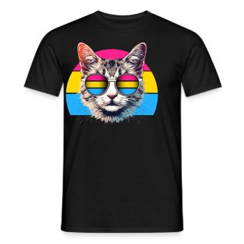Pansexuell Pride Katze Sonnenbrille LGBTQ+ - Männer T-Shirt - Schwarz - Vorne - AI Model Male 178 light (178cm)