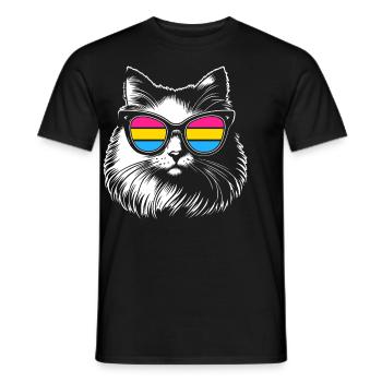 Lunettes de soleil pansexuelles pour chat moelleux LGBTQ+ - T-shirt homme - noir - Devant - AI Model Male 178 light (178cm)