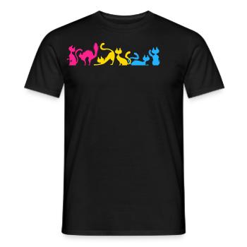 Pansexual Stretching Cats LGBTQ Pan Flag - Men's T-Shirt - black - Front - AI Model Male 178 light (178cm)