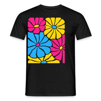 Flowers in Pansexual Pride Colors LGBTQ Look - Men's T-Shirt - black - Front - AI Model Male 178 light (178cm)