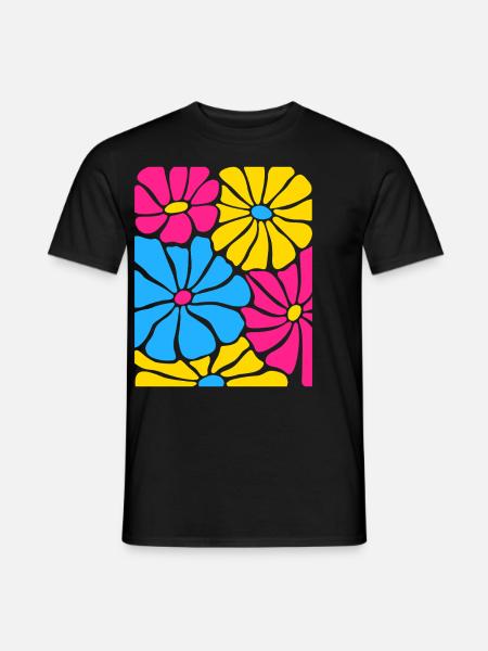 Blomster i Pansexual Pride farger LGBTQ Look - T-skjorte herre - svart