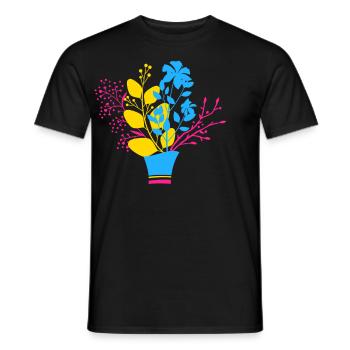 Pansexual Pride Bouquet in Pride Colors Look - Men's T-Shirt - black - Front - AI Model Male 178 light (178cm)
