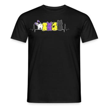 Non-binaire Fierté Chat mignon Battement de cœur LGBTQ+ - T-shirt homme - noir - Devant - AI Model Male 178 light (178cm)