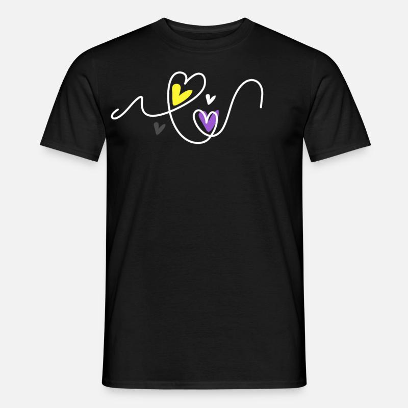 Nonbinary Pride Herzlinie Enby Farben Liebe - Männer T-Shirt - Schwarz