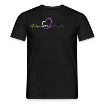 Nonbinary Pride Line Heartbeat Enby Colors - Men's T-Shirt - black - Front - AI Model Male 178 light (178cm)