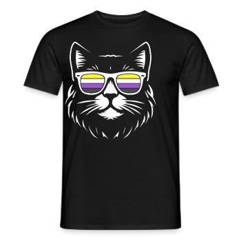 Minimalist Cat Nonbinary Pride Enby - Men's T-Shirt - black - Front - AI Model Male 178 light (178cm)