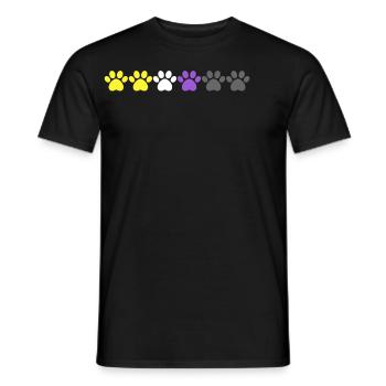 Empreintes de pattes de fierté non binaires dans les couleurs du drapeau - T-shirt homme - noir - Devant - AI Model Male 178 light (178cm)