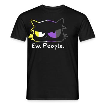 Cat Nonbinary Pride Ew People Enby Humor - Men's T-Shirt - black - Front - AI Model Male 178 light (178cm)