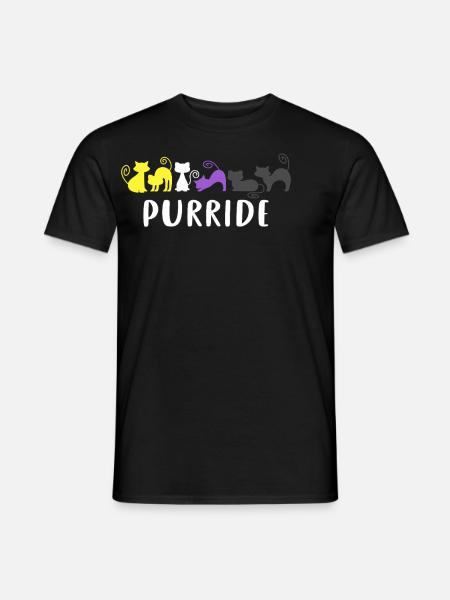 Purride Katzen Nonbinary Pride Farben Enby LGBTQ+ - Männer T-Shirt - Schwarz