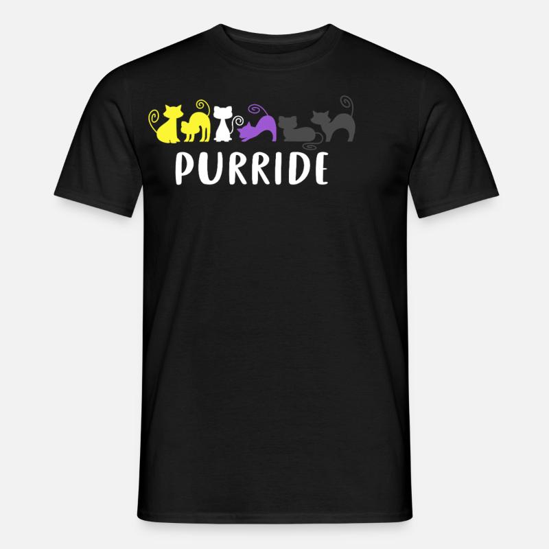 Purride Katzen Nonbinary Pride Farben Enby LGBTQ+ - Männer T-Shirt - Schwarz