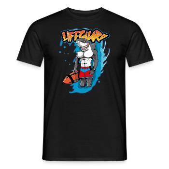 Lifeguard on Duty Hai Shark Bademeister Geschenk - Männer T-Shirt - Schwarz - Vorne - AI Model Male 178 light (178cm)