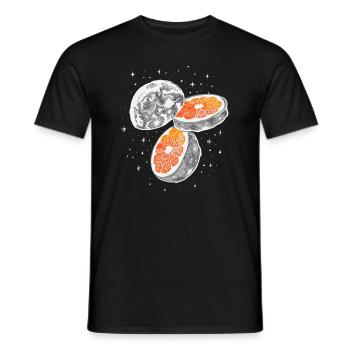The moon is an orange! moon orange - Men's T-Shirt - black - Front - AI Model Male 178 light (178cm)