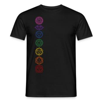7 Chakra Symbole - Farben Zuordnung - Männer T-Shirt - Schwarz - Vorne - AI Model Male 178 light (178cm)