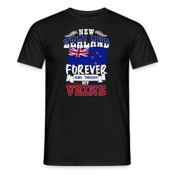 NewZealand,Flagge, Karte, neuseeland wappen - Männer T-Shirt - Schwarz - Vorne - AI Model Male 178 light (178cm)