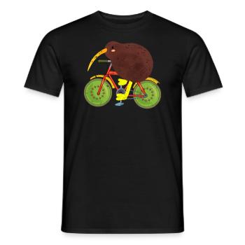 Kiwi, Kiwi bird, Bicycle, New zealand - Men's T-Shirt - black - Front - AI Model Male 178 light (178cm)