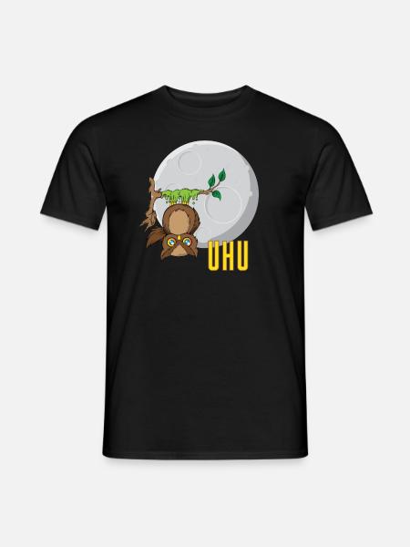 Hibou devant la lune - T-shirt homme - noir