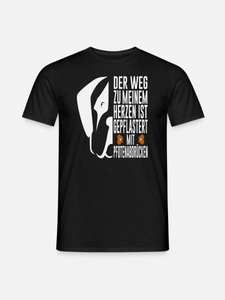 Geschenk Spruch Pfotenabdruck Weg zum Herzen - Männer T-Shirt - Schwarz