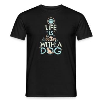 Life is better with a dog - Men's T-Shirt - black - Front - AI Model Male 178 light (178cm)