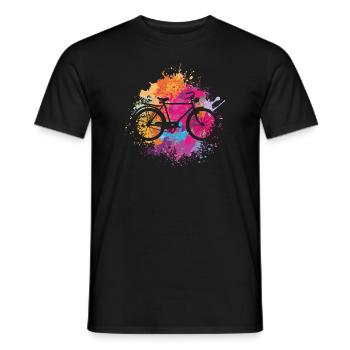 Vélo vintage avec des taches de peinture - T-shirt homme - noir - Devant - AI Model Male 178 light (178cm)