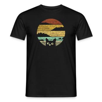 Katze Jahrgang Sonnenuntergang Katzen Vintage - Männer T-Shirt - Schwarz - Vorne - AI Model Male 178 light (178cm)