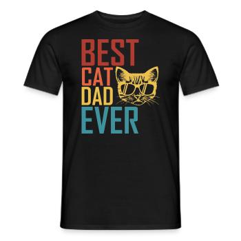 Best cat dad cat motif retro gift cat dad - Men's T-Shirt - black - Front - AI Model Male 178 light (178cm)