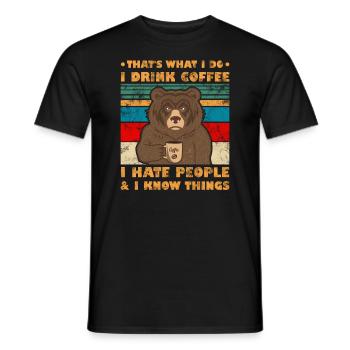 That's What I Do I Drink Coffee Bear Retro - Men's T-Shirt - black - Front - AI Model Male 178 light (178cm)