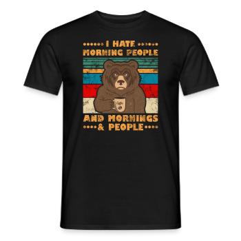I Hate Morning People And Mornings & People Retro - Men's T-Shirt - black - Front - AI Model Male 178 light (178cm)