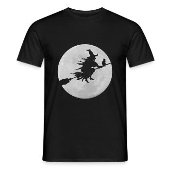Witch Moon Cat Halloween T-Shirt - Männer T-Shirt - Schwarz - Vorne - AI Model Male 178 light (178cm)