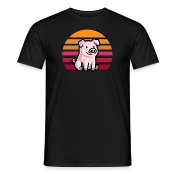 Cochon au coucher du soleil rétro - T-shirt homme - noir - Devant - AI Model Male 178 light (178cm)
