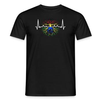Français Racines brésiliennes Drapeau Brésilien - T-shirt homme - noir - Devant - AI Model Male 178 light (178cm)