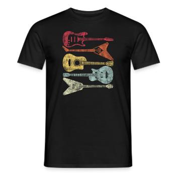 Guitares de guitare électrique pour cadeau rétro de guitariste - T-shirt homme - noir - Devant - AI Model Male 178 light (178cm)
