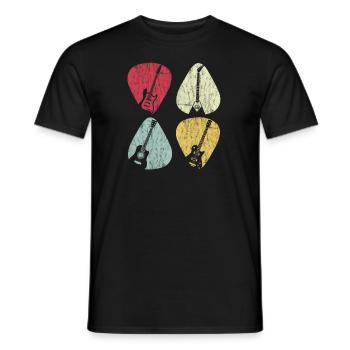 Guitar Plectrum x4 For Guitarist Vintage - Men's T-Shirt - black - Front - AI Model Male 178 light (178cm)