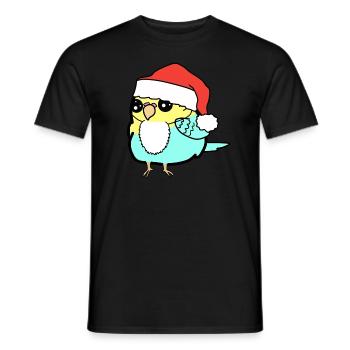 Père Noël Budgie Christmas - T-shirt homme - noir - Devant - AI Model Male 178 light (178cm)