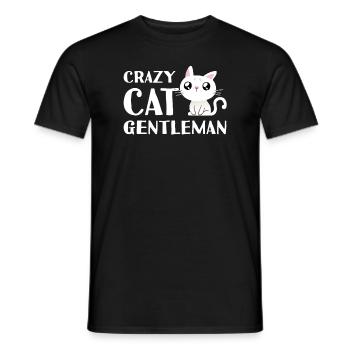 Crazy Cat Man Crazy Cat Gentleman - Men's T-Shirt - black - Front - AI Model Male 178 light (178cm)