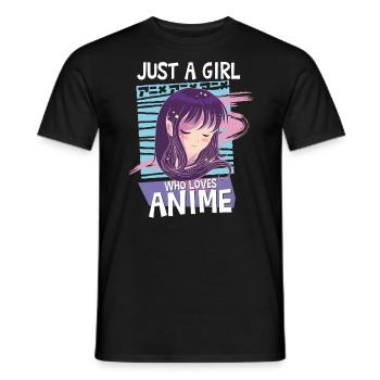 Just A Girl Who Loves Anime Kawaii Manga Teen Girl - Men's T-Shirt - black - Front - AI Model Male 178 light (178cm)