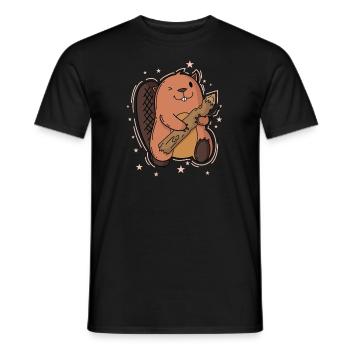 Castors avec son bois - T-shirt homme - noir - Devant - AI Model Male 178 light (178cm)