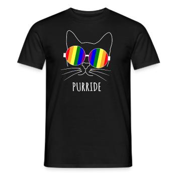Purride Katze LGBT Gay Pride Mit Regenbogen Brille - Männer T-Shirt - Schwarz - Vorne - AI Model Male 178 light (178cm)