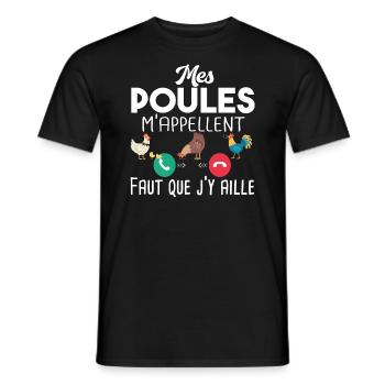 Poulailler poule volaille poussin. Cadeau ferme - T-shirt homme - noir - Devant - AI Model Male 178 light (178cm)