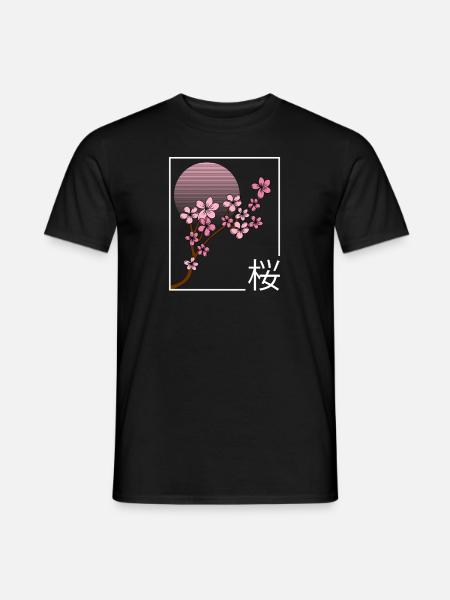 Cherry Blossom Japanese Kanji Sakura - Men's T-Shirt - black
