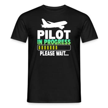 Pilote en cours Veuillez patienter - T-shirt homme - noir - Devant - AI Model Male 178 light (178cm)