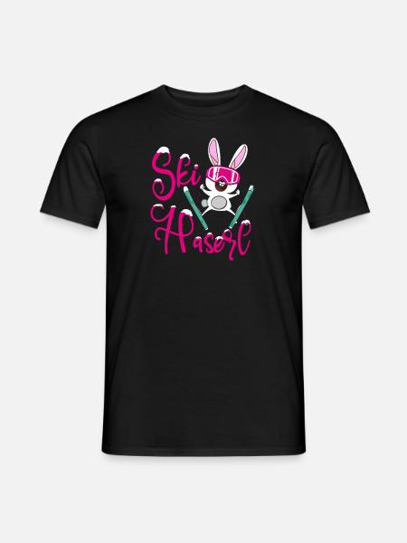 Skihaserl - Skifahrerin Pisten Häschen [00119] - Männer T-Shirt - Schwarz
