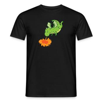 Dragon spits fire Mythical creatures Fairy tale - Men's T-Shirt - black - Front - AI Model Male 178 light (178cm)
